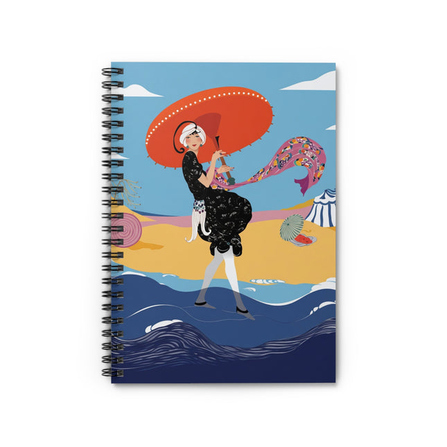 Beachside Promenade Spiral Notebook – Chic Summer Stroll & Joyful Coastal Glamour