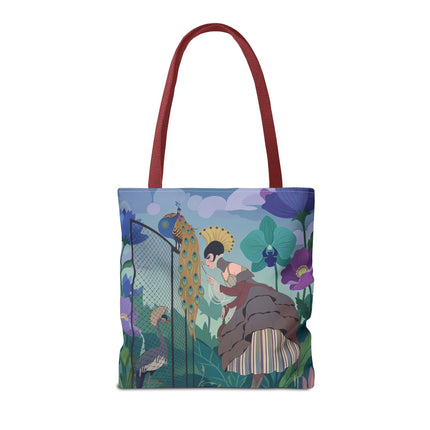 🦚🌸 The Lady Of The Peacock Garden Tote Bag – Art Deco Floral Fantasy