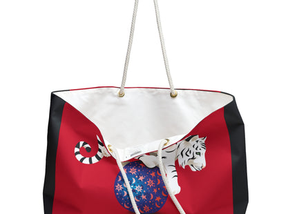 Majestic White Tiger on a Celestial Journey Weekender Bag
