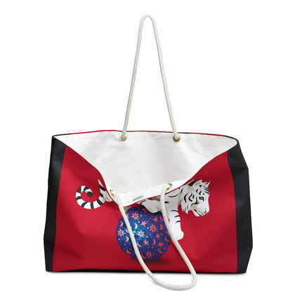 Majestic White Tiger on a Celestial Journey Weekender Bag