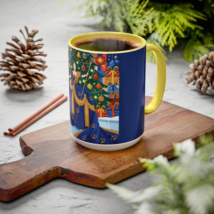👑🎄 The Christmas Queen Of Golden Bells Colorful Mug – Art Deco Holiday Elegance