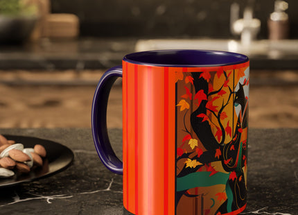Black Cat in Kimono Colorful Mugs, 11oz