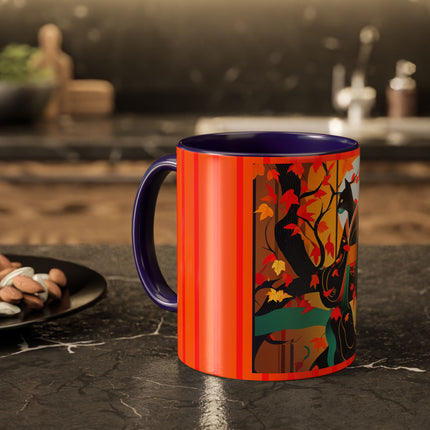 Black Cat in Kimono Colorful Mugs, 11oz