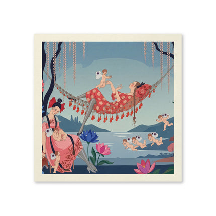 🌸🪽 The Garden Of Little Cupids Napkins – Art Deco Floral Fantasy