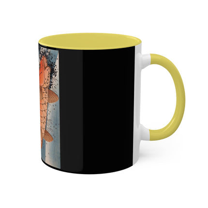 Carp Swimming up a Waterfall by Yashima Gakutei Colorful Mugs, 11oz