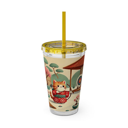Archer Kitten in the Zen Garden Sunsplash Tumbler with Straw, 16oz