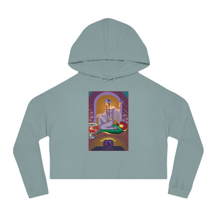 February & Amethyst (from the Gem Series) by Sofia Chiostri Women’s Cropped Hooded Sweatshirt