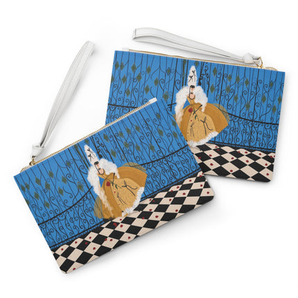 🎭🌹 The Lady At The Masquerade Gates Clutch Bag – Art Deco Fashion Illustration