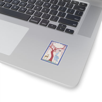 Woman, Fawn, and Red Tree by George Barbier Kiss-Cut Stickers (4 Sizes)