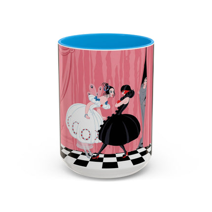 The Ladies Behind The Velvet Curtain Colorful Mugs – Art Deco Theatrical Elegance