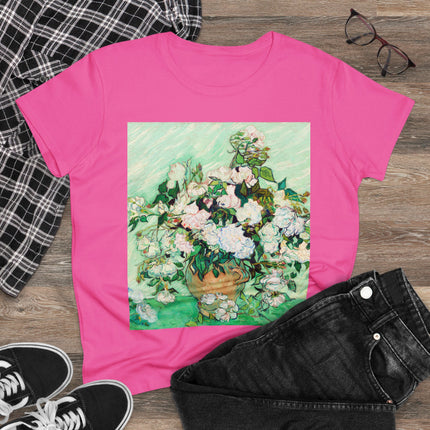 Roses by Vincent Van Gogh Women's Midweight Cotton Tee