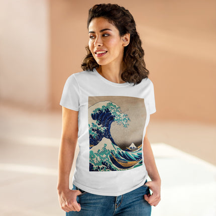 The Great Wave off Kanagawa by Katsushika Hokusai Women's Midweight Cotton Tee
