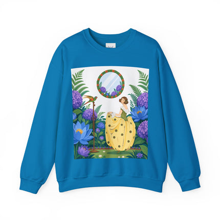 🦜🪷 The Parrot Garden Reflection Crewneck Sweatshirt – Art Deco Fashion Whimsy