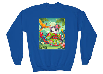 Parrot Dance of the Geisha Kitten Youth Crewneck Sweatshirt