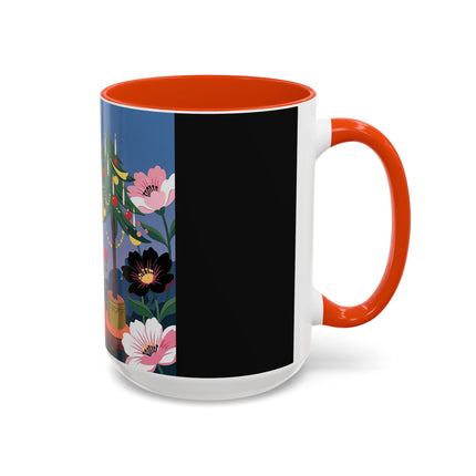 🌹🎄 The Lady Of The Candlelit Rose Tree Colorful Mug – Art Deco Christmas Garden