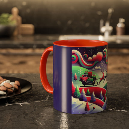 Festive Reindeer Flight Colorful Mugs (11oz, 15oz)