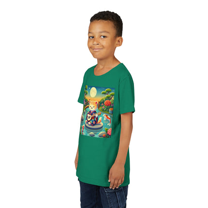 Melodic Kitten by the Koi Pond Youth Short Sleeve Tee
