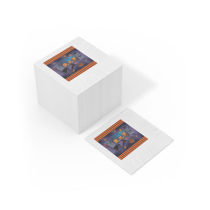 Whimsical Halloween Mischief White Coined Napkins