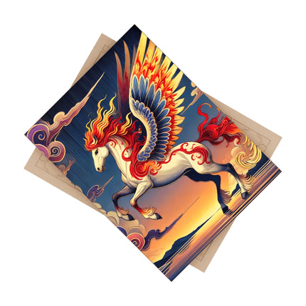 Flame-Winged Horse at Sunset Ceramic Tile