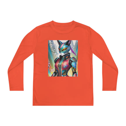 Cyberpunk Chic Youth Long Sleeve Competitor Tee – Holographic Style & Futuristic Adventure