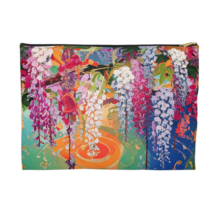 Golden Wisteria Elegance Accessory Pouch – Klimt Inspired Japanese Art Nouveau Design