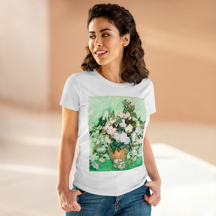 Roses by Vincent Van Gogh Women's Midweight Cotton Tee