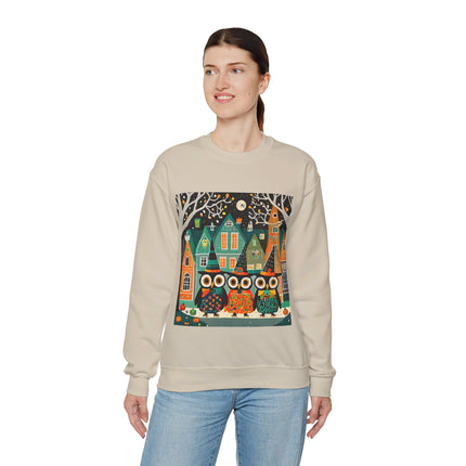 Night of the Trick-or-Treating Owlets Unisex Heavy Blend™ Crewneck Sweatshirt
