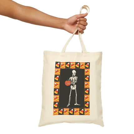 Candy Corn Skeleton Cotton Canvas Tote Bag