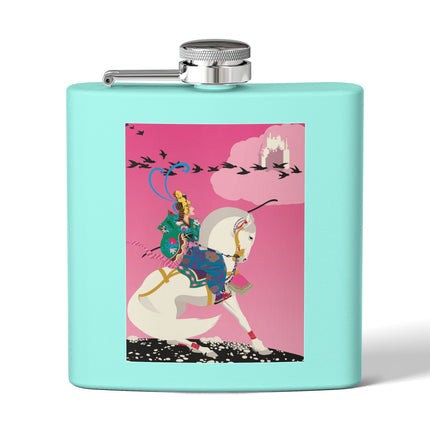Samurai Princess on the White Steed Flask – Bold Fantasy & Elegant Adventure