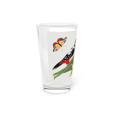 Woodpecker & Tulip Pint Glass – Vibrant Spring & Bold Beauty