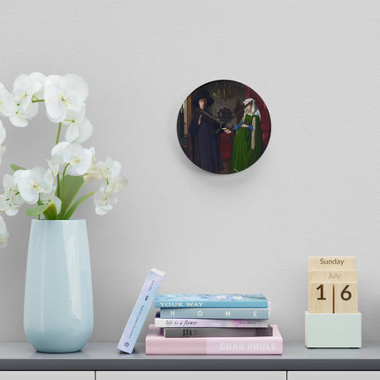 Arnolfini Portrait by Jan Van Eyck Acrylic Wall Clock, Round and Square