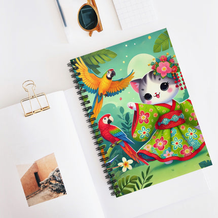 Parrot Dance of the Geisha Kitten Spiral Notebook - Ruled Line