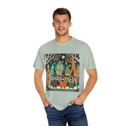 Night of the Trick-or-Treating Owlets Unisex Garment-Dyed T-shirt