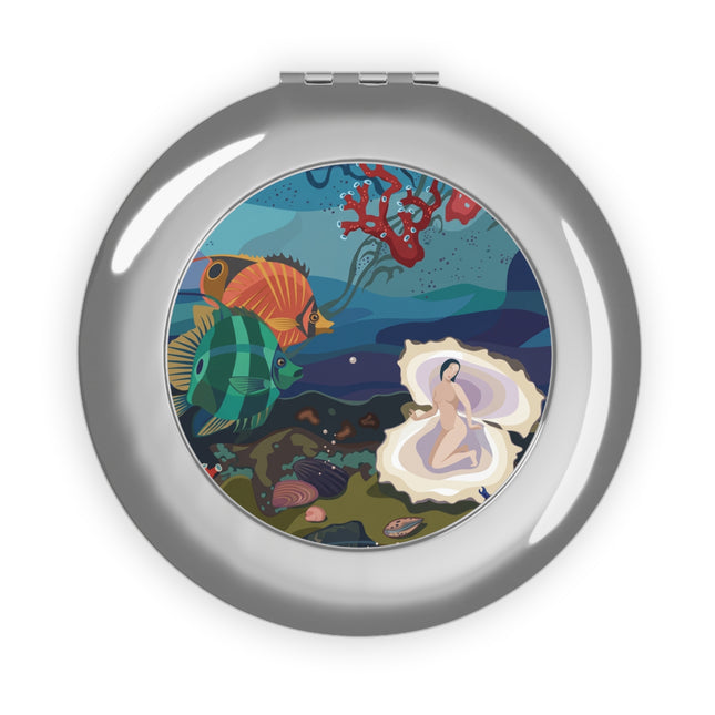 Ocean Pearl Siren Compact Mirror – Mystical Mermaid & Marine Enchantment