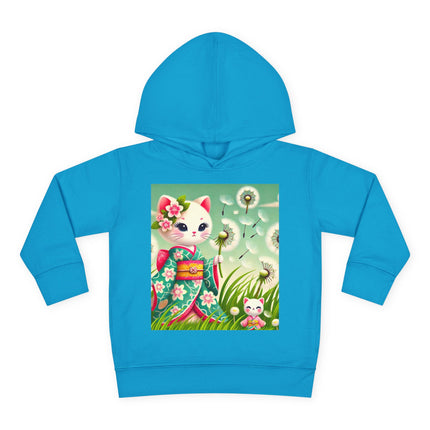 Geisha Kitten and the Dandelion Wish Toddler Pullover Fleece Hoodie