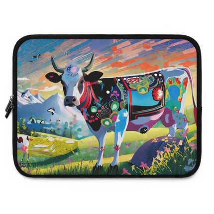 Cyber Glitch Cow Laptop Sleeve