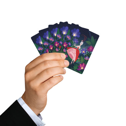🌙🌺 The Lady Of The Midnight Flower Garden Playing Cards – Art Deco Floral Fantasy