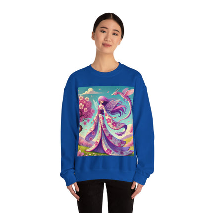 Petals in the Wind: The Kimono Fairy and the Sky Dragon Heavy Blend™ Crewneck Sweatshirt