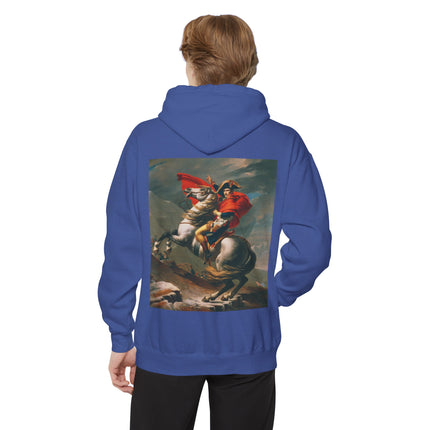 Napoleon Crossing the Alps by Jacques-Louis David Unisex Garment-Dyed Hoodie