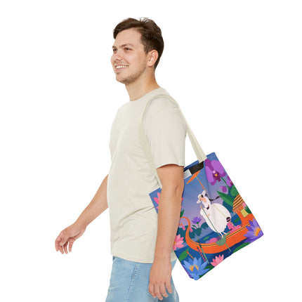 🪷🛶 The Lady Of The Lotus Garden Gondola Tote Bag – Art Deco Floral Adventure