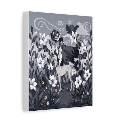 🖤🌸 The Greyhound Floral Promenade Placemat – Art Deco Monochrome Fashion