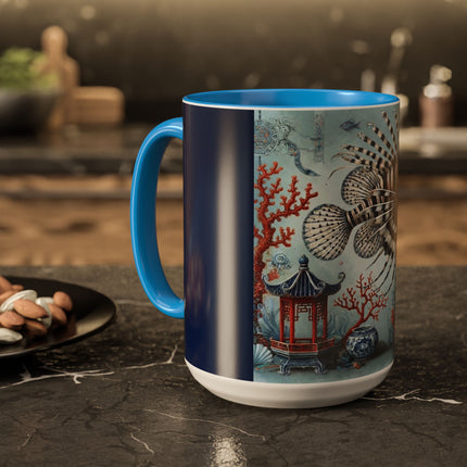 Lionfish & Lantern Colorful Mug – Mystical Ocean & Asian Harmony