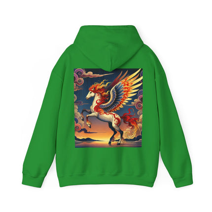 Flame-Winged Horse at Sunset – Heavy Blend™ Hooded Sweatshirt