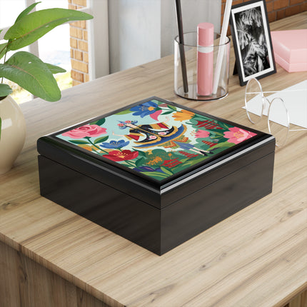 🌸🏯 The Lady Of The Pagoda Garden Jewelry Box – Art Deco Floral Fantasy