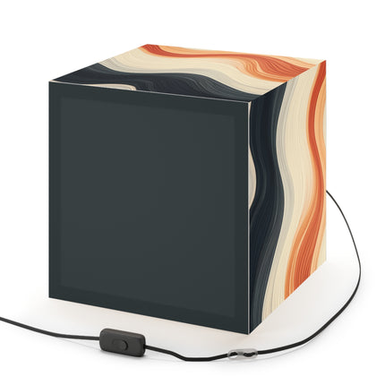 Wave Pattern in Hues of Beige, Orange, Grey, and Black Light Cube Lamp