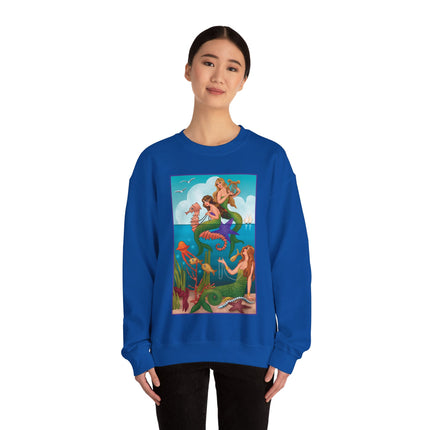 Three Mermaids with Strings of Pearls by Carlo Chiostri Heavy Blend™ Crewneck Sweatshirt