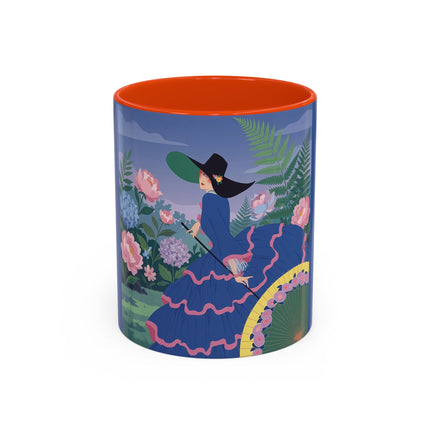 The Lady Of The Garden Stroll Colorful Mugs – Art Deco Botanical Elegance