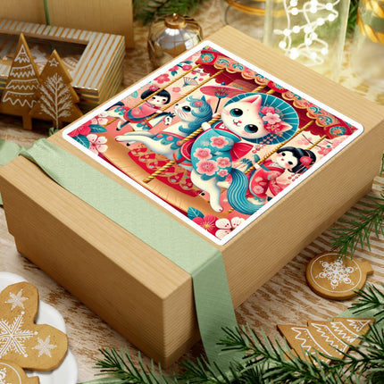 Geisha Kitten's Enchanted Carousel Ride Kiss-Cut Stickers (4 Sizes)