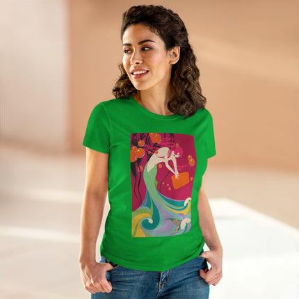 Mermaid Dive Women's Midweight Cotton Tee – Joyful Underwater Fantasy
