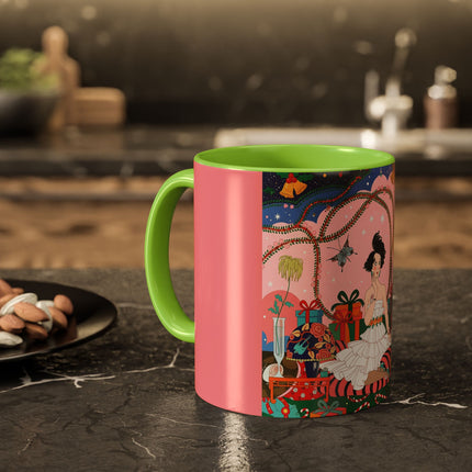 🎀🎄 Christmas Morning In The Rose Parlor Colorful Mug – Art Deco Holiday Fantasy